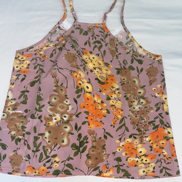 New 🌟 SHEIN Mauve Floral Lace Camisole Tank Medium - Picture 8 of 11